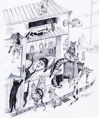 Der Fischhändler und die Katzen - atelier zerah - Array auf - Array - Der Fischhändler und die Katzen - atelier zerah - Array auf - Array -