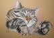 Katzen liegend in Pastell - Gaby Lukas - auf - - Katzen liegend in Pastell - Gaby Lukas - auf - -