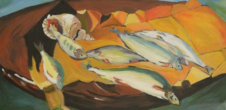 Fische auf gelbem Papier - Jutta Schröder - Array auf Array - Array - Array