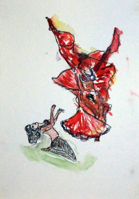 Zeichnung. Bauchtanz 03 Aquarellpapier, Tusche - Wolfgang Bretschneider - Array auf Array - Array - Array Zeichnung. Bauchtanz 03 Aquarellpapier, Tusche - Wolfgang Bretschneider - Array auf Array - Array - Array