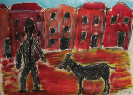 Mann mit Ziege 2 - Inken Stampa - Array auf Array - - Mann mit Ziege 2 - Inken Stampa - Array auf Array - -