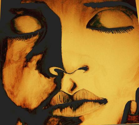 geschlossene Augen (bearb. beige) - Ursula Langa - Array auf - - geschlossene Augen (bearb. beige) - Ursula Langa - Array auf - -