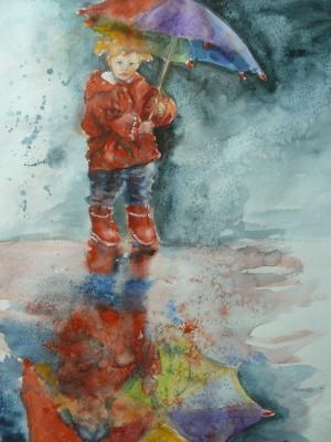 Kind mit Pfütze - Roswitha Kallfaß - Array auf - Array - Kind mit Pfütze - Roswitha Kallfaß - Array auf - Array -