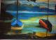 Mops auf groÃer Reise am Genfer See - Susanne Oster - Pastell auf Papier - Hunde-Berge-Himmel-See-Sommer-Morgen - Gegenständlich Mops auf groÃer Reise am Genfer See - Susanne Oster - Pastell auf Papier - Hunde-Berge-Himmel-See-Sommer-Morgen - Gegenständlich